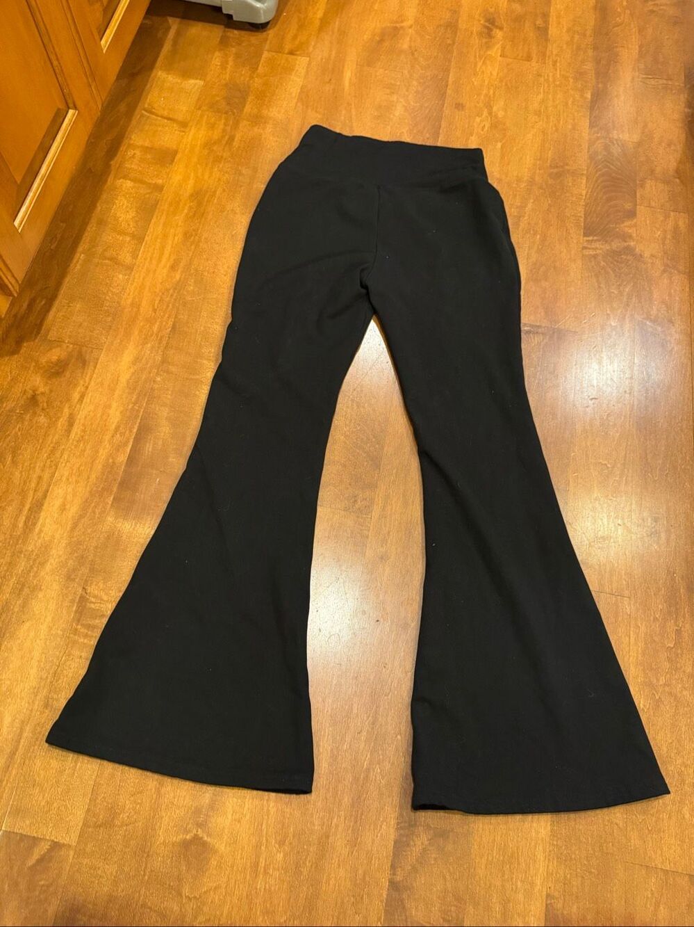 Women’s Small Black Fleece Lined Flare Pants High Waist Stretch Bell Bottom